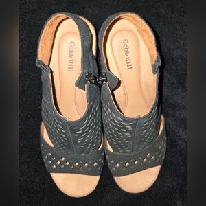 Cobb Hill Womens Janna Perf Black Nubuck Slingbacks Size 7 NWOB NWOT